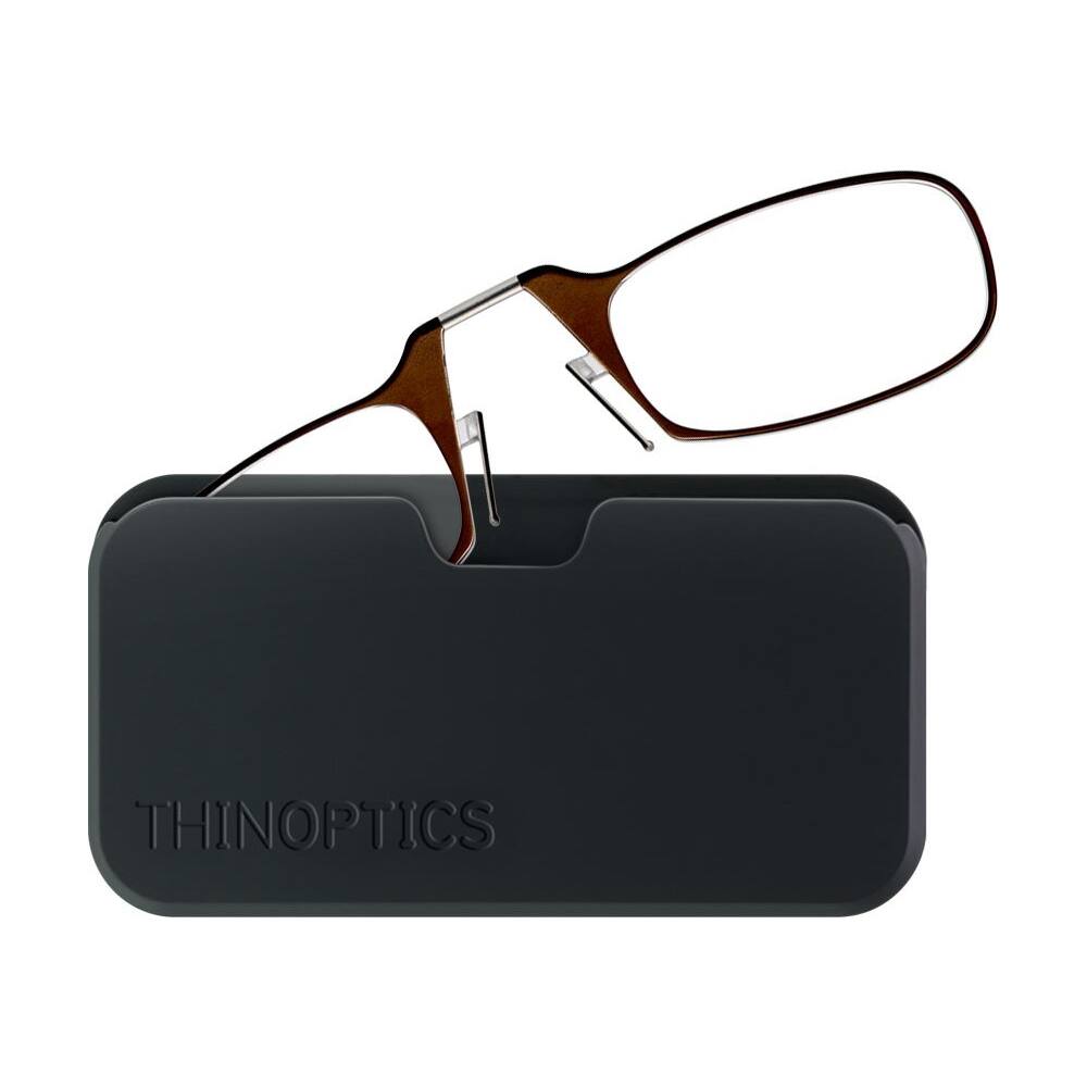 Angle. ThinOptics - Universal Pod Case and Reading Glasses - Espresso Brown/Black.