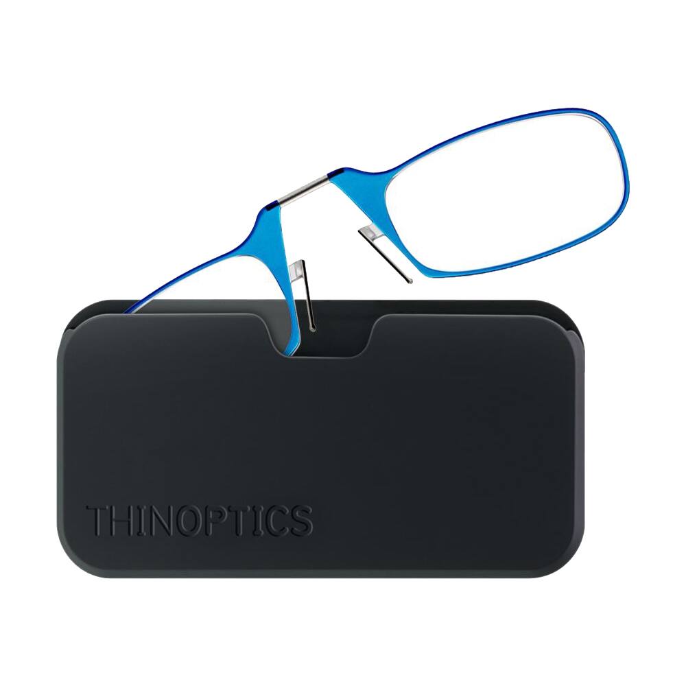 Angle. ThinOptics - Universal Pod Case and Reading Glasses - Azure Blue/Black.