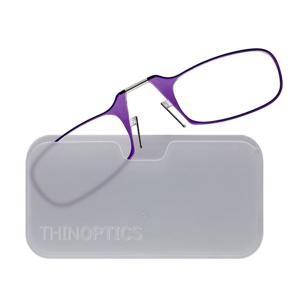 Angle. ThinOptics - Universal Pod Case and Reading Glasses - Amethyst Purple/White.