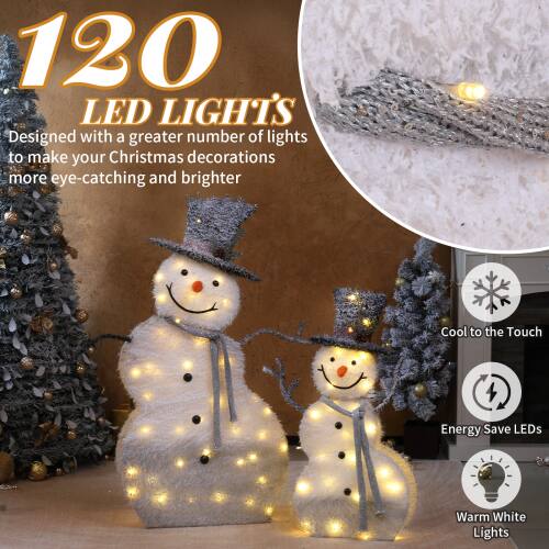 120 LED LIGHTS  
Designed with a greater number of lights to make your Christmas decorations more eye-catching and brighter  

Cool to the Touch  
Energy Save LEDs  
Warm White Lights