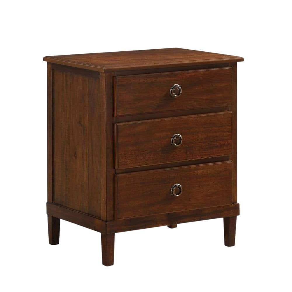 FurniFact - Nightstand with 3 Drawers and Contemporary Design - Brown