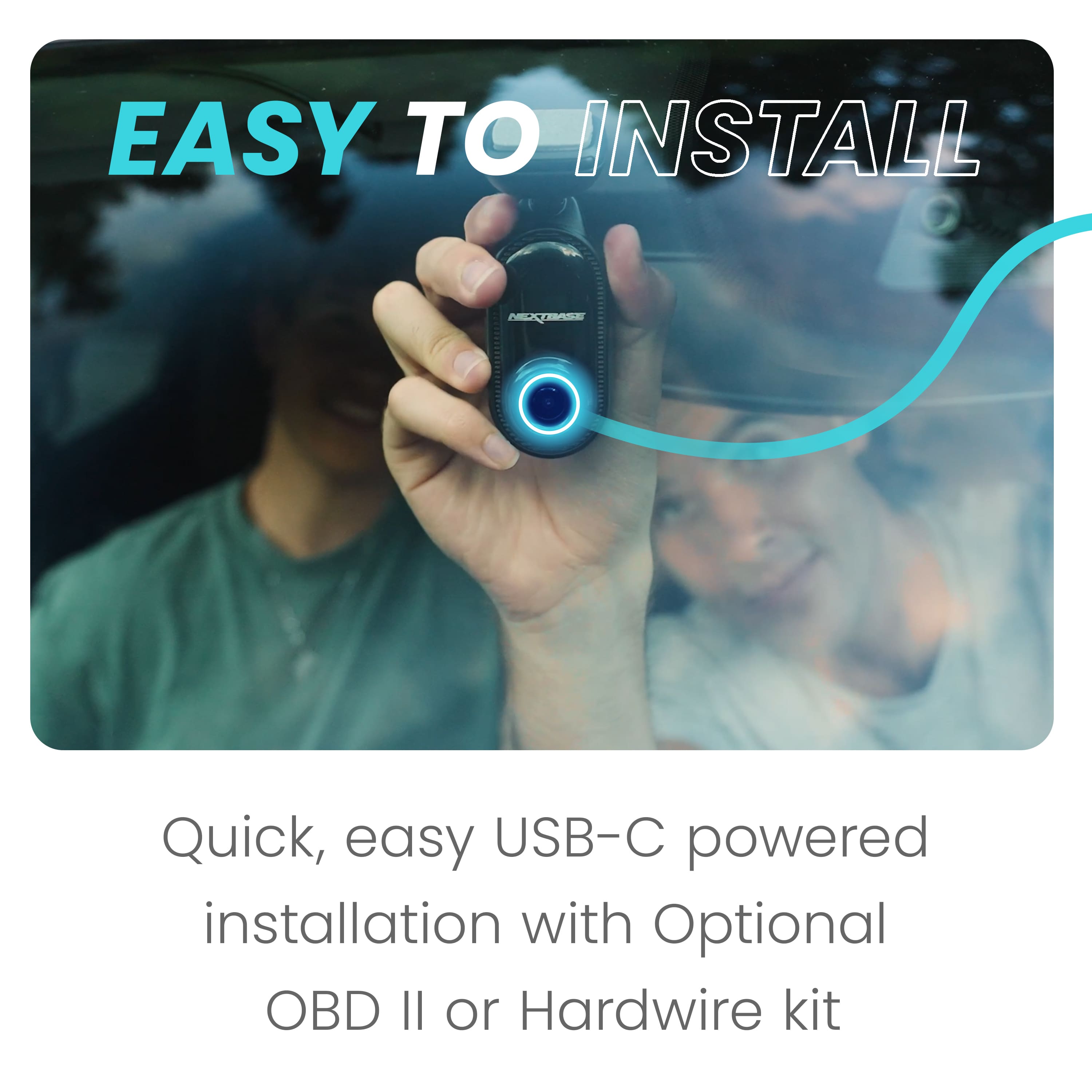 Easy to install Mestarre Quick, easy USB-C powered installation with Optional OBD II or Hardwire kit