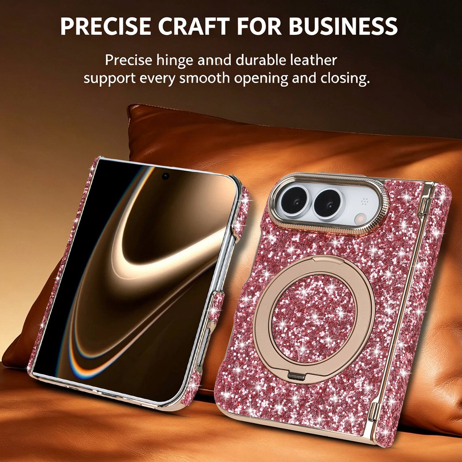PRECISE CRAFT FOR BUSINESS

Precise hinge and durable leather support every smooth opening and closing.