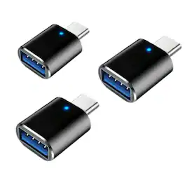 Home Collection - USB-C 3.1 Male to USB-A Female Adapter Converter OTG Type-C for Android Phone – Black (3 PCs)