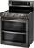 Left. LG - 7.3 Cu. Ft. Self-Cleaning Freestanding Double Oven Electric Range with ProBake Convection - Black Stainless Steel.