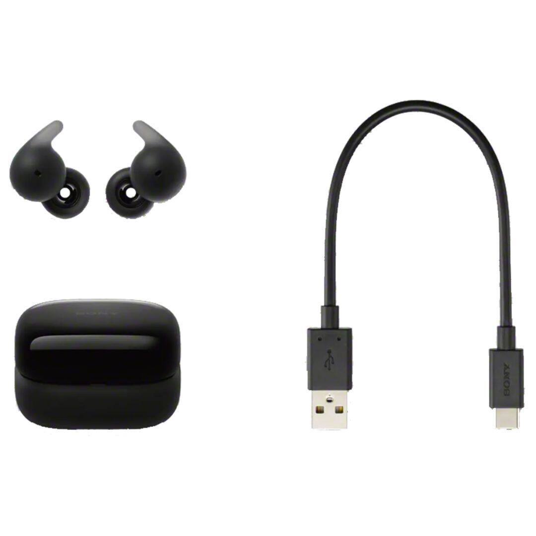 Angle. Sony - Sony LinkBuds Open True Wireless Earbud Headphones (Black) and Case Bundle - Black.