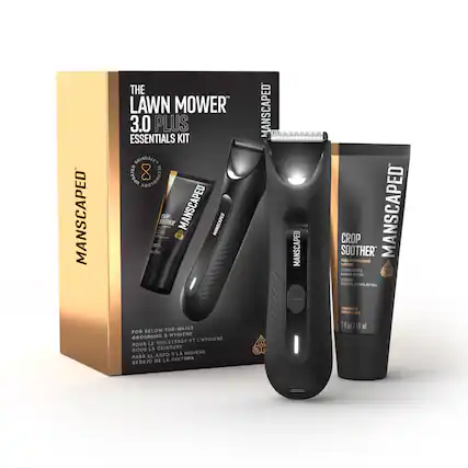 Manscaped The Lawn Mower 3.0 Plus Essentials Kit BkInSafe Technology 8 Soother Crop - Aftershave Lotion - Notion - Post-Razor Lotion - Pre-Shave Lotion - Aftershave Lotion - Moisturizing Crop Oil - Manscaped - Below-The-Waist Grooming & Hygiene Toiletries Kit.