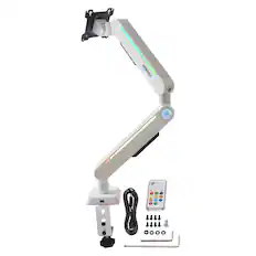 Front. Topteng - Gaming Monitor Arm for 17"-32" Screens – RGB Lighting, 19.8 lbs Capacity, Full Motion Adjustment, Fit for Gaming Setup - White.