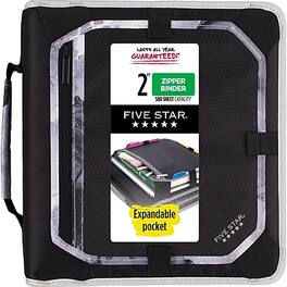 Five Star - 2" 3-Ring Zipper Binders - Black/Gray