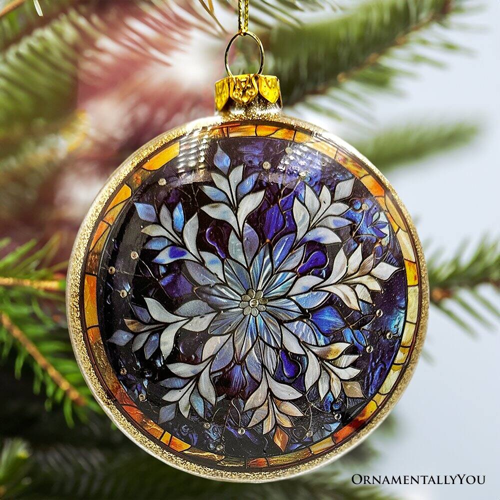 Back. OrnamentallyYou - Festive Snowman Stained Glass Christmas Ornament - Multi-colored.