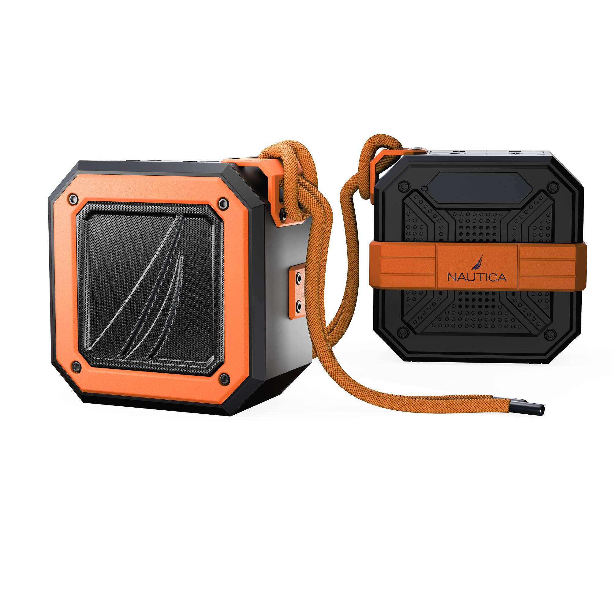 Angle. Nautica - Nautica S100 Bluetooth Portable Speaker, Waterproof Wireless Speaker, Loud Sound, Clear Audio, 15-Hour Playtime - Black-Orange.