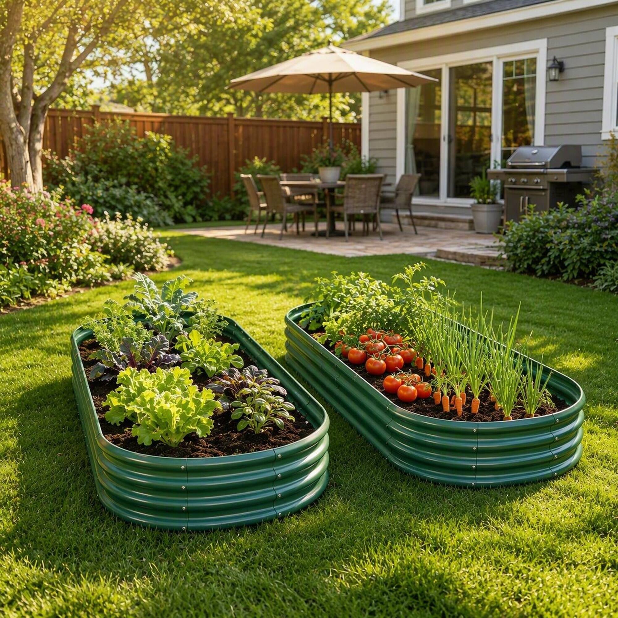 Alt View 2. RYHNUYNE - Galvanized Raised Garden Bed 8x4x1ft for Vegetables Herbs and Flowers Heavy Duty Metal Planter Box with Rust Proof - Green.