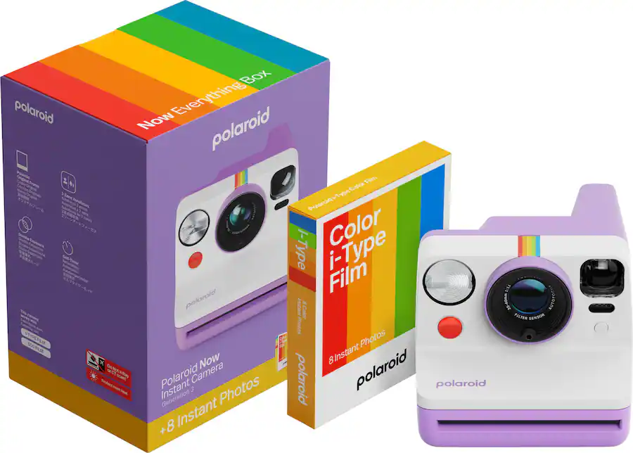 Polaroid Now Gen 3 Instant Camera + Color Film Bundle (8 Photos) Purple ...