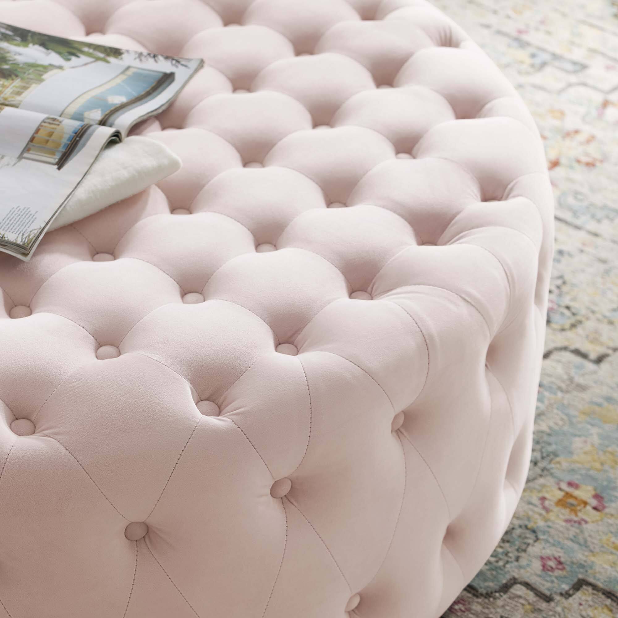 Alt View 3. Modway - Ensconce Tufted Performance Velvet Round Ottoman by Modway - EEI-4326-PNK.