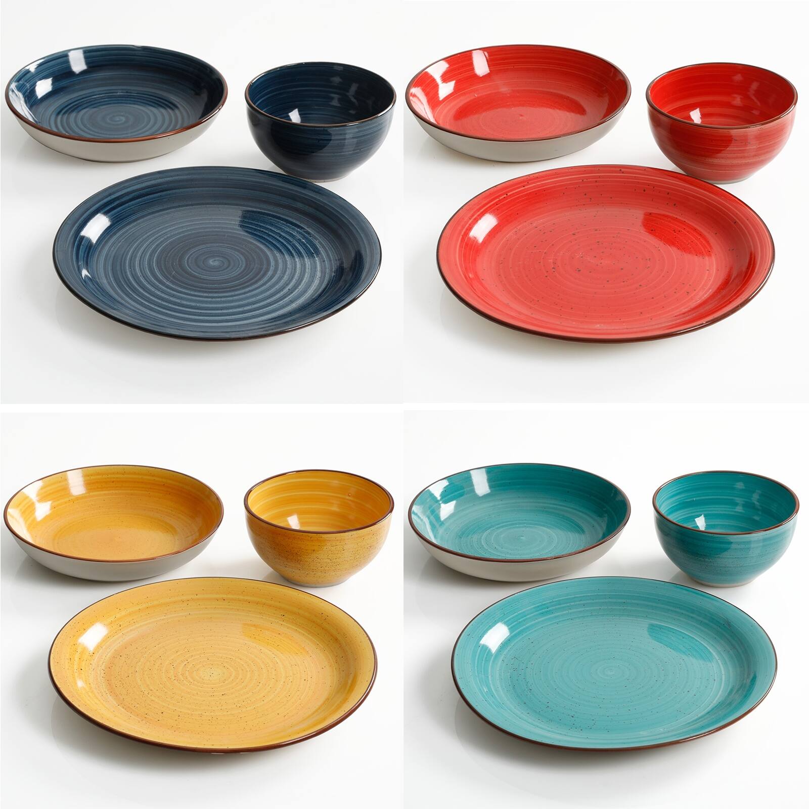 Gibson Color Speckle 12 Piece Mix and Match Double Bowl Dinnerware