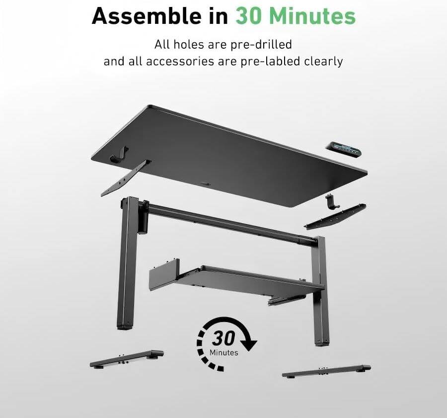 Assemble in 30 Minutes  
All holes are pre-drilled and all accessories are pre-labeled clearly