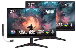 Acer - Nitro 27" FHD IPS Monitor, 0.5ms Response Time, Anti-Glare, Flicker Free, 200Hz Refresh rate, HDMI & DKZ Hub 2Pack - Black