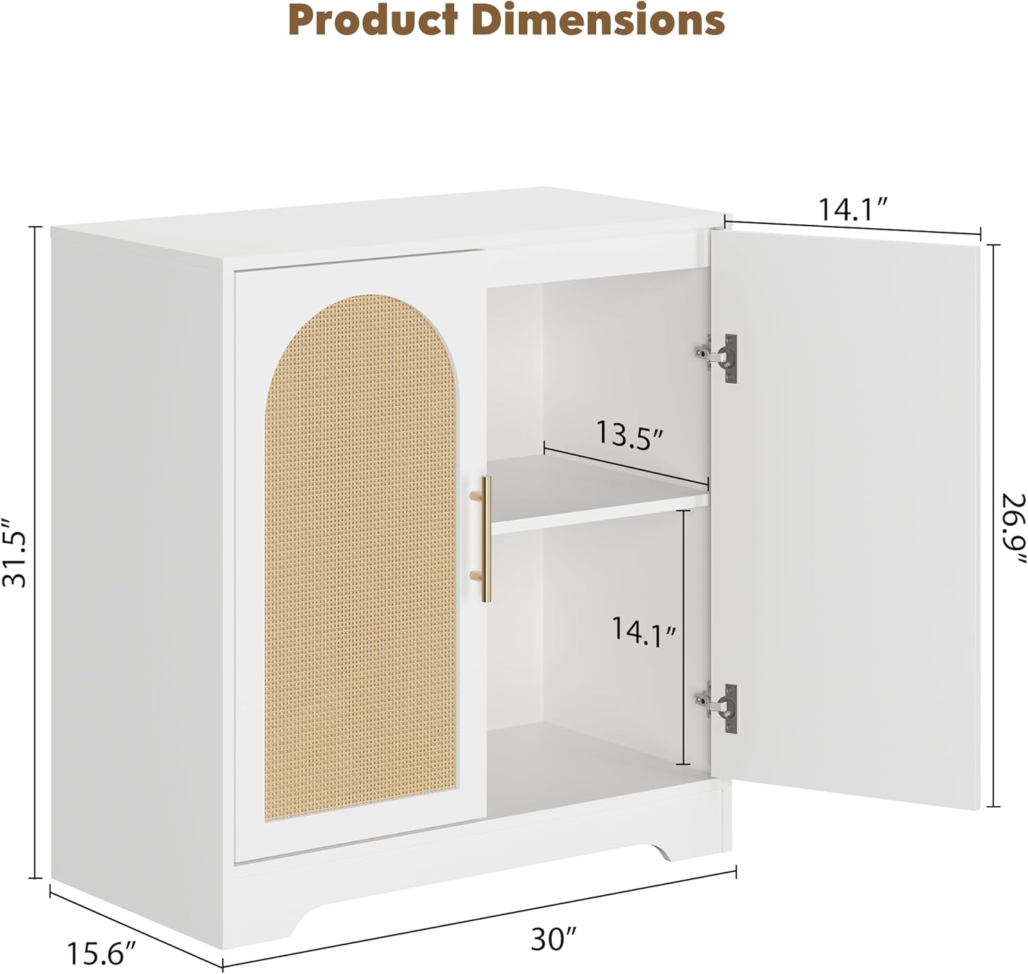 Product Dimensions: 14.1" x 13.5" x 31.5" x 15.6" x 26.9" x 30"