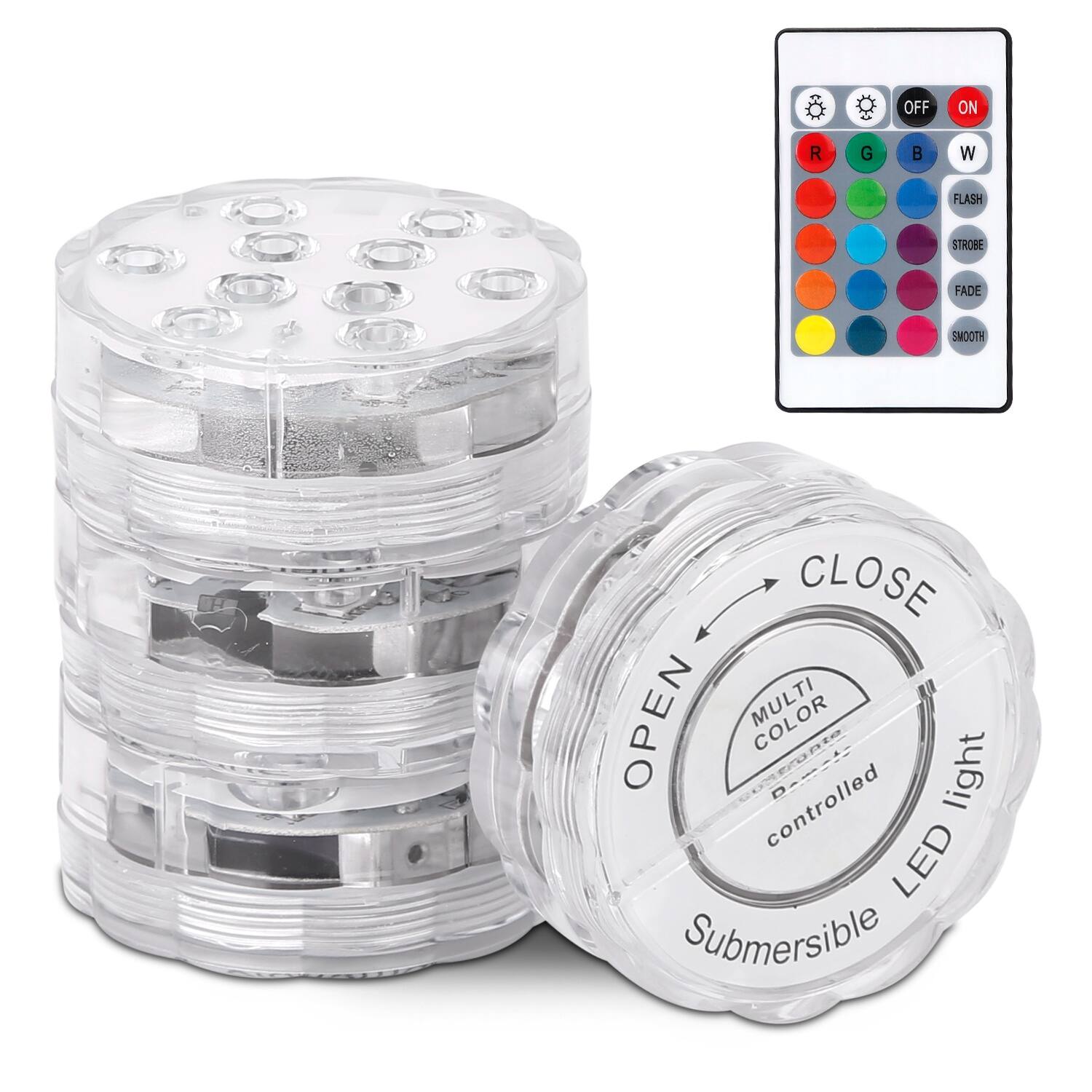 OFF ON R G B W FLASH STROBE FADE SMOOTH CLOSE OPEN MULTI COLOR controlled LED Submersible light