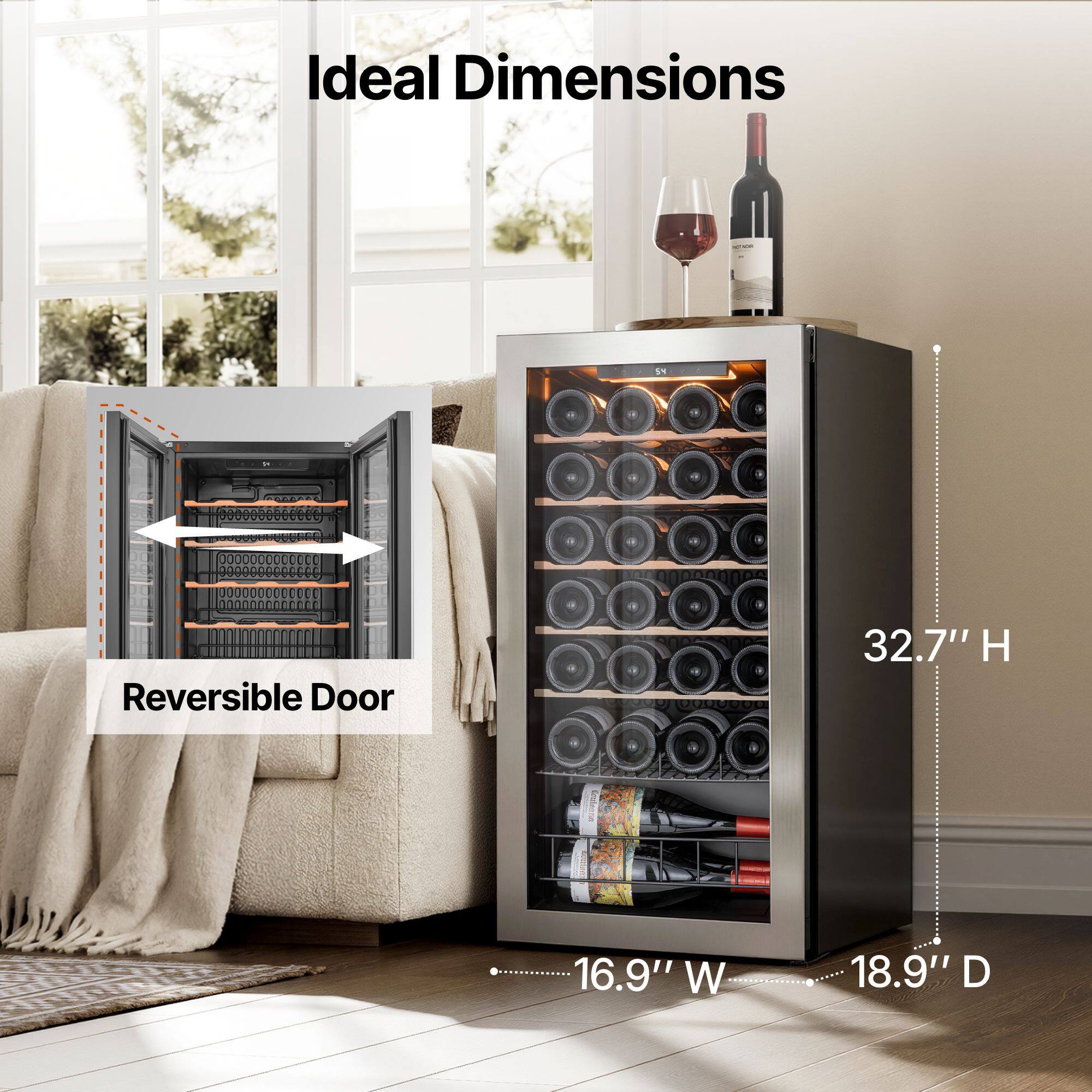 Ideal Dimensions

11 Reversible Door

32.7" H x 16.9" W x 18.9" D
