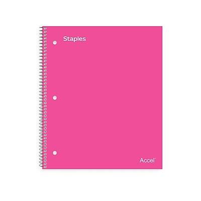 Staples - Premium Poly 1-Subject Notebook, 8.5" x 11", College Ruled, 100 Sheets, (ST51448D) - Pink