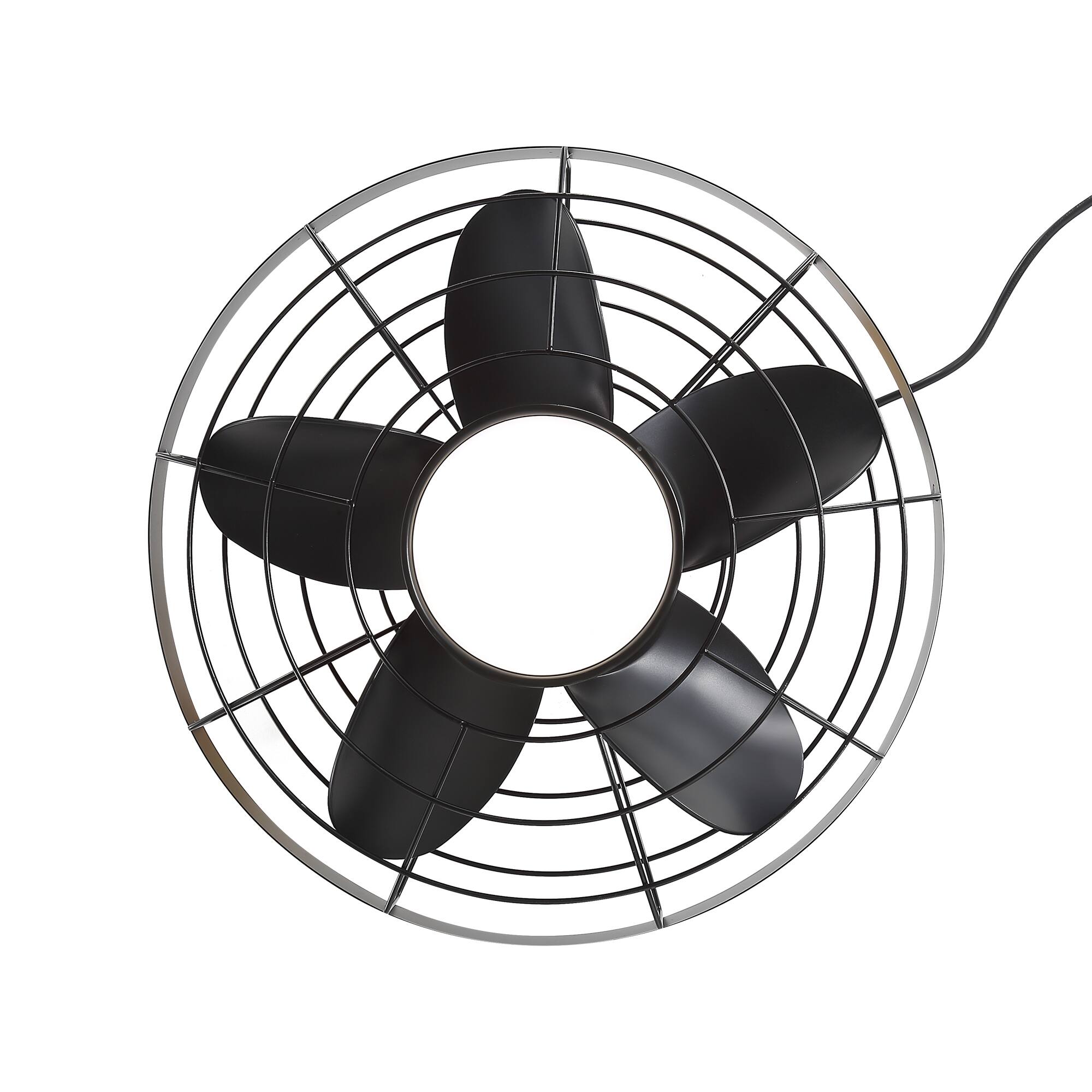 Alt View 10. Breezary - 20 Inch Caged Ceiling Fan with Light and Remote, LED 3-Color Dimmable, 5 ABS Blades, 6&10 Inch Downrods Included - matte black and walnut.