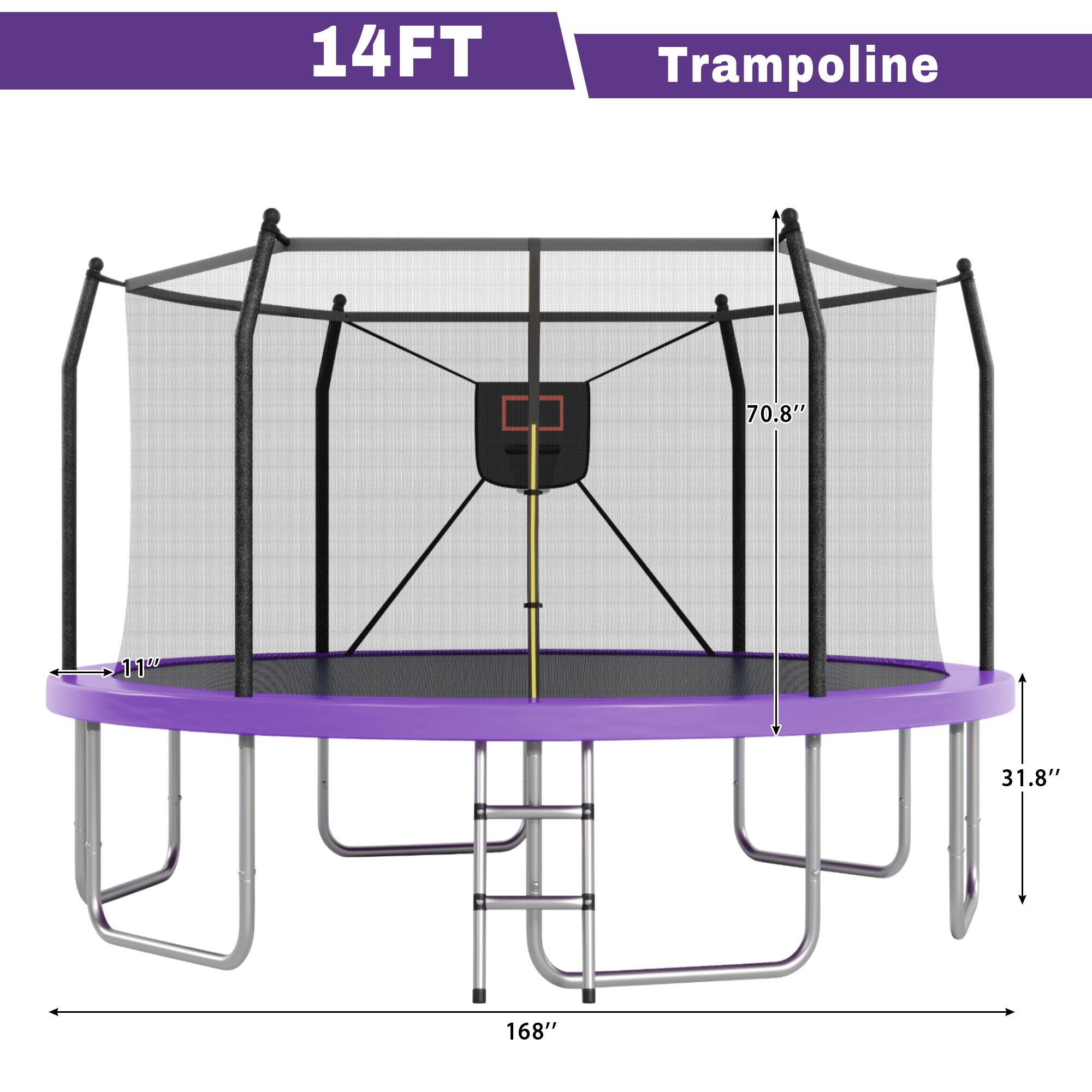14FT Trampoline  
70.8"  
11"  
31.8"  
168"