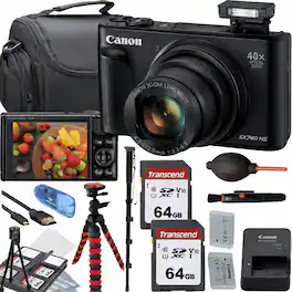 Bundle - Canon - PowerShot SX740 HS Digital Camera +Commander Camera Shoulder Camera Bag+12 inch Flexible Spider Tripod+Accessory - Black