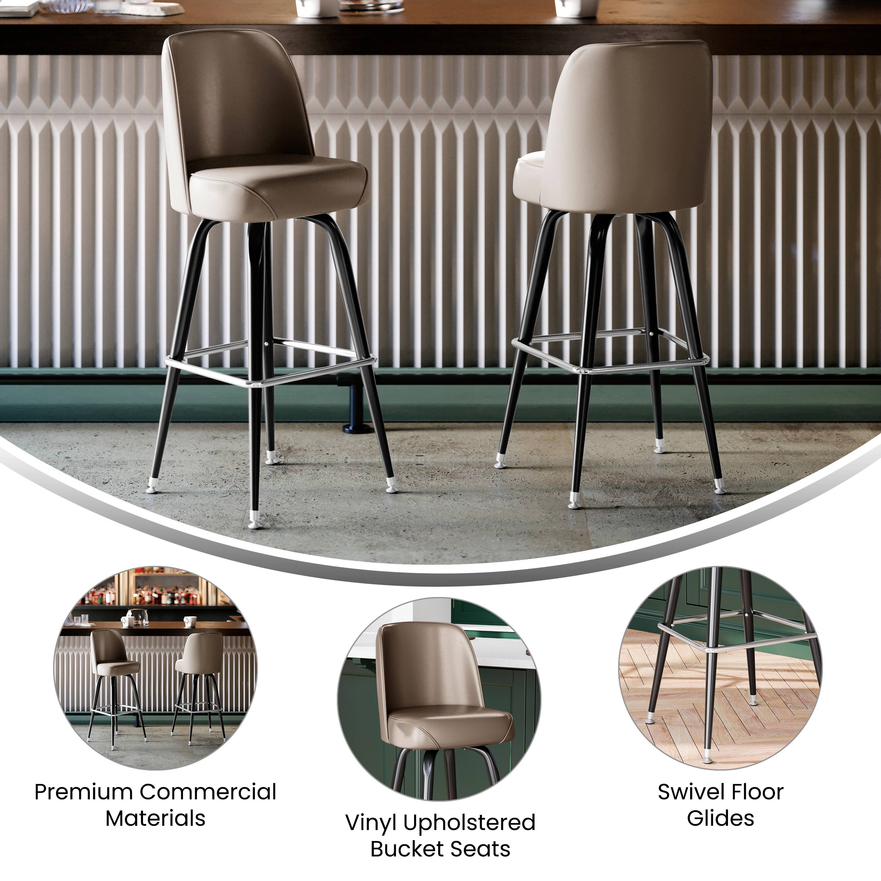 Premium Commercial Materials  
Vinyl Upholstered Bucket Seats  
Swivel Floor Glides