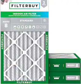 Filterbuy - 24x36x4 MERV 8 Dust & Allergy Defense, Electrostatic Pleated HVAC AC Furnace Air Filters Replacement (3-Pack) - Silver