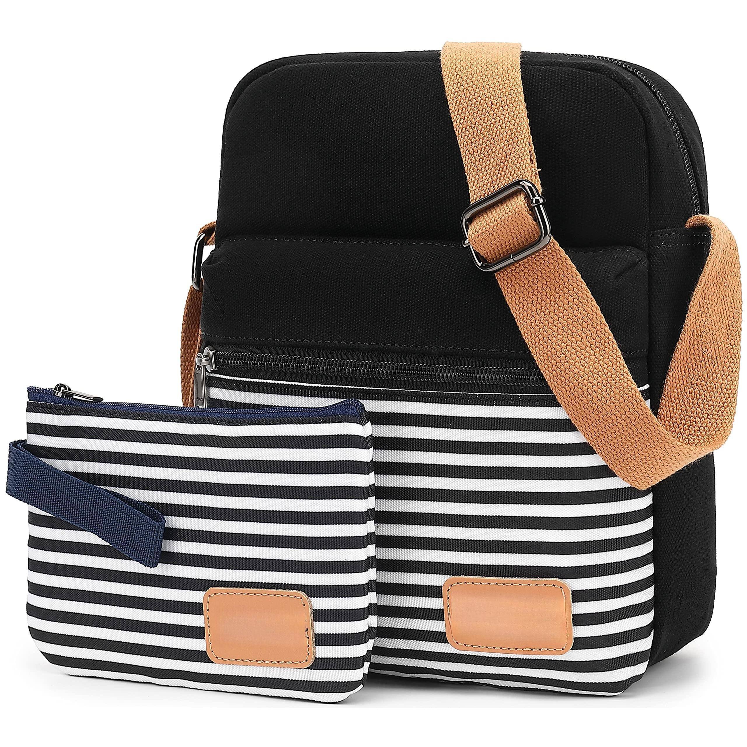 Left. Live At Space - Crossbody Purses For 2 Cross Body Bag Women Messenger Canvas Purse Set TheMessenger Bag is great for women andon the - Black Sd05.
