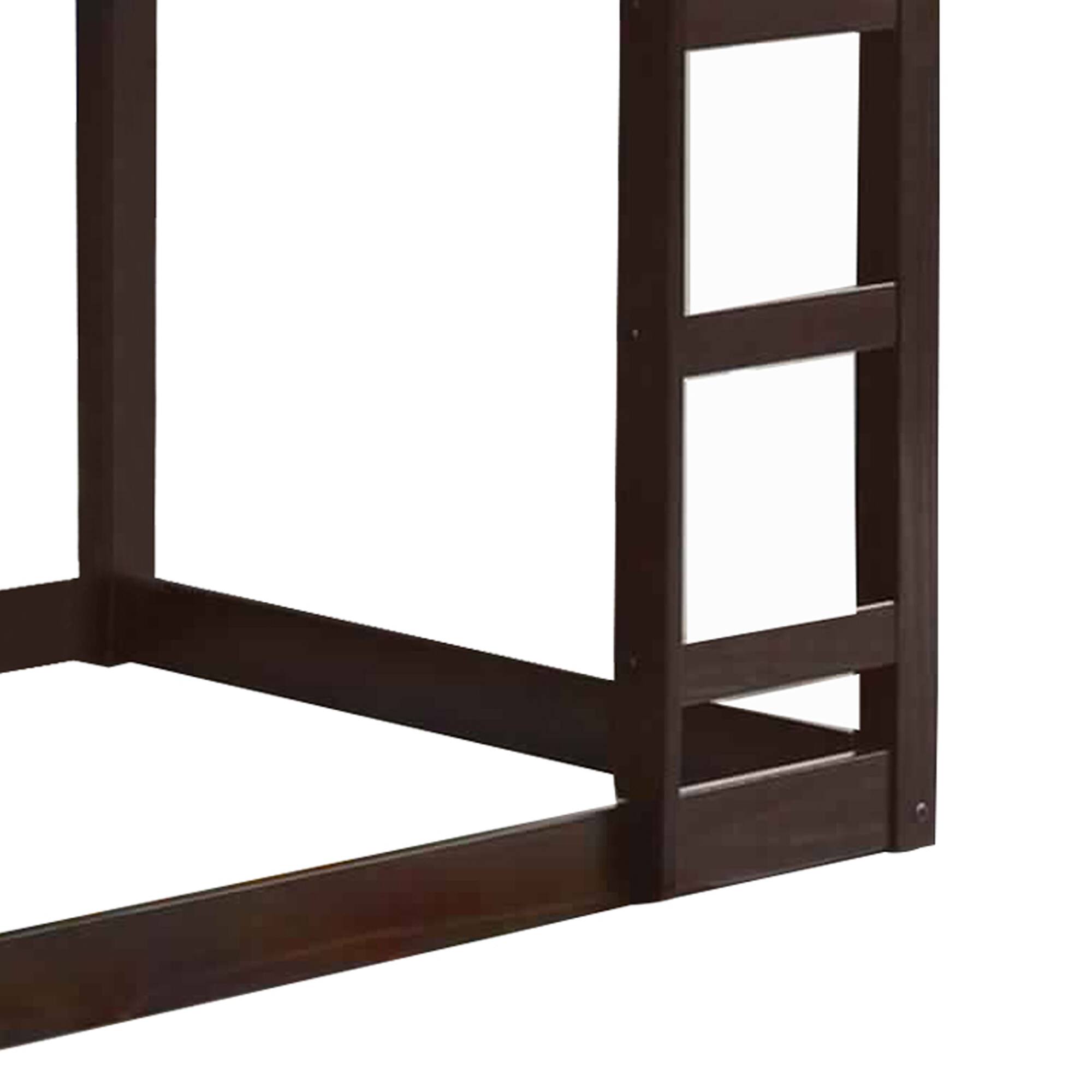 Alt View 3. Manhattan Lane - Twin Wooden Frame Loft Bed with Built In Ladder, Espresso Brown - Brown.