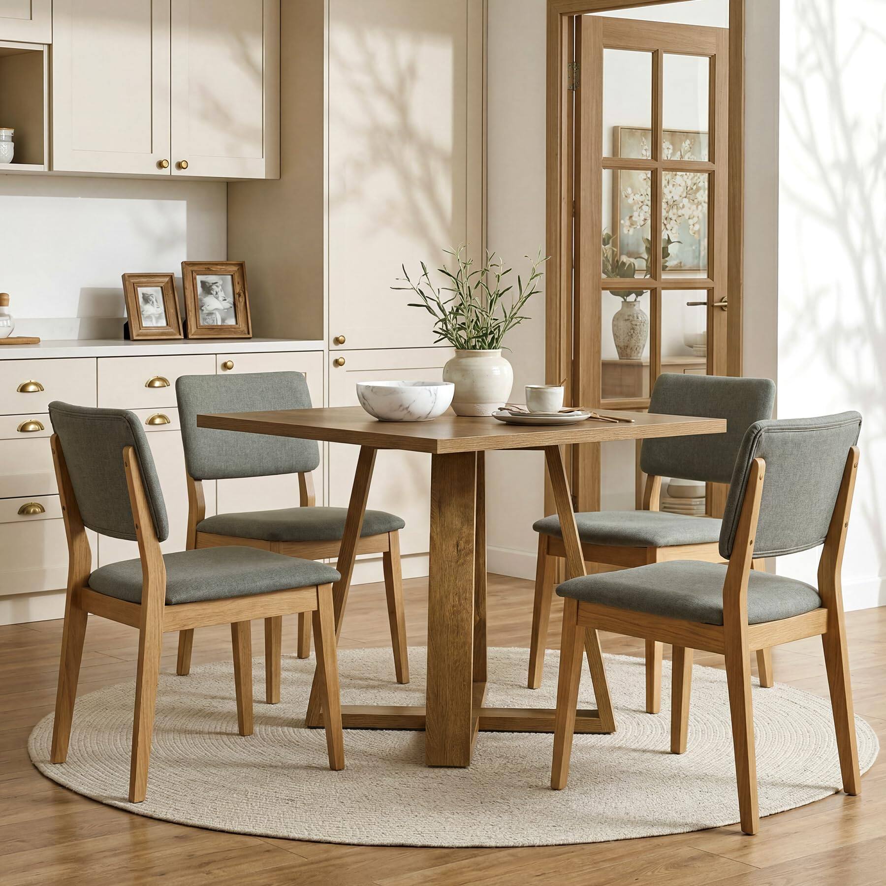 Back. Tribesigns - 31.5-Inch Square Dining Table with Pedestal Base and Spacious Tabletop for 2-4 People in Kitchen or Dining Room - Brown.