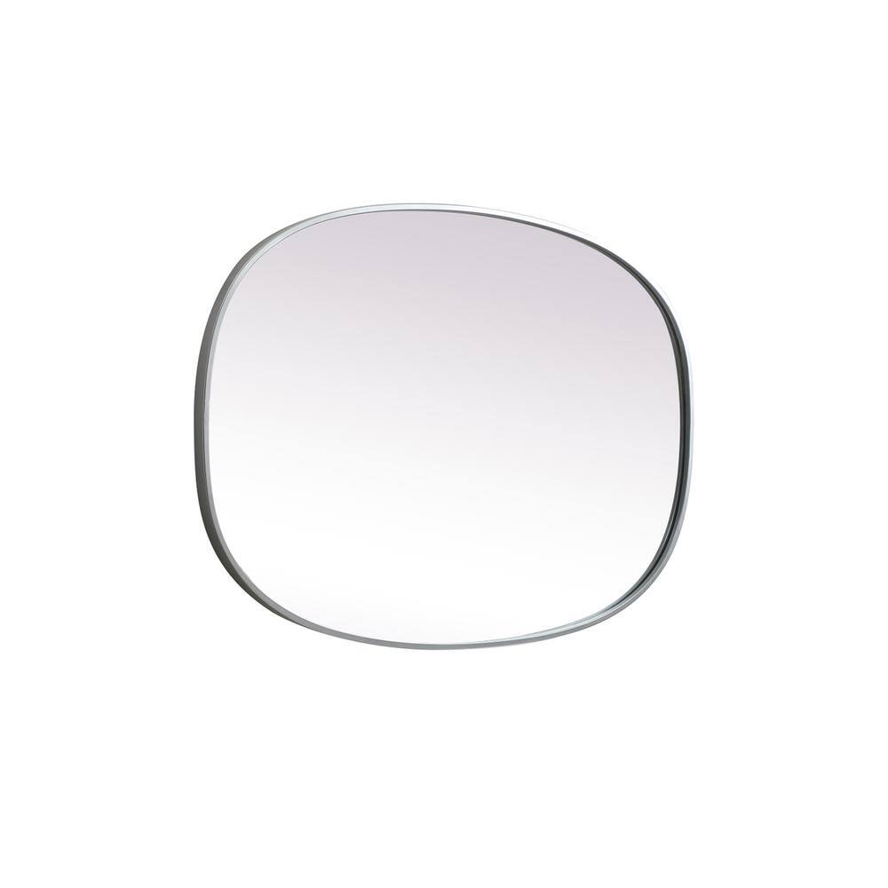 Left. Elegant Decor - Metal Frame Oval Mirror 27x40 Inch in Silver - Silver.