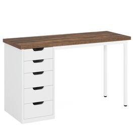 Kadyn - Study Writing Desk, Computer Desk,47" Computer Desk with 5 Drawers, Modern Study Table Writing Desk - White