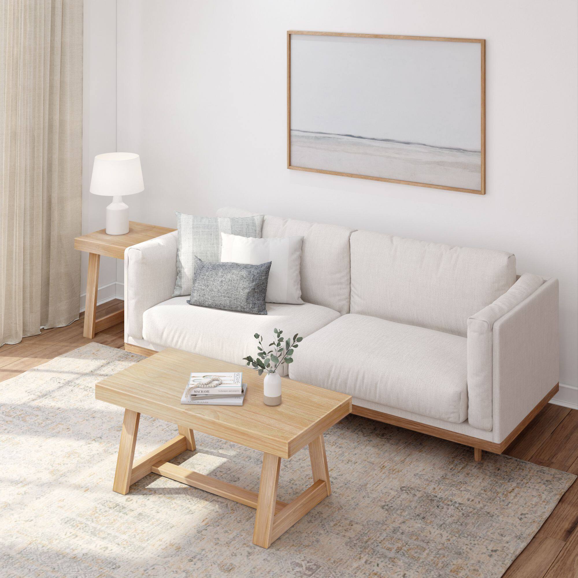 Alt View 5. Plank+Beam - Classic Rectangular Coffee Table (40in x 20in / 1020mm x 510mm), Blonde Wirebrush - Blonde Wirebrush.