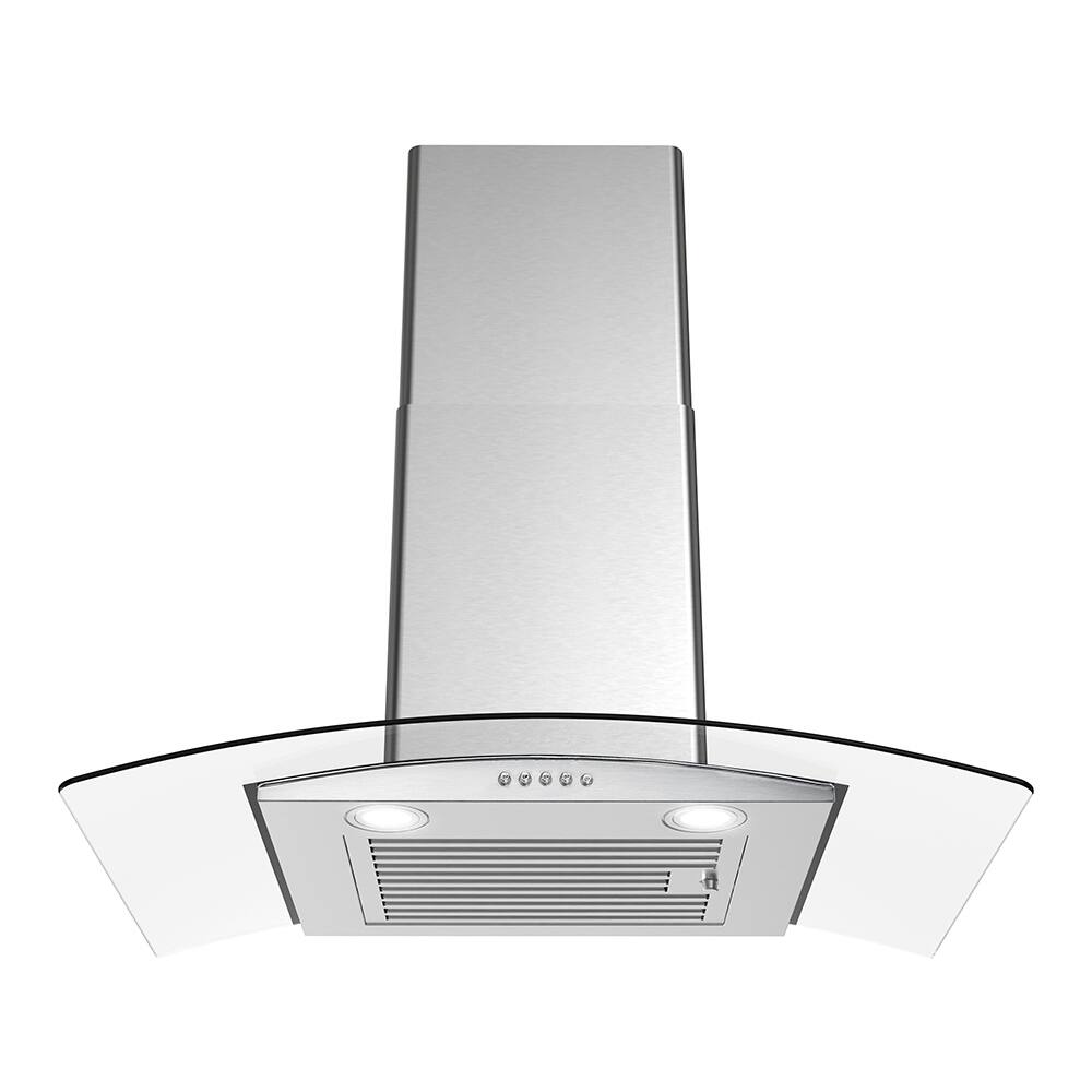 Angle. Streamline - 30 in. Rosmini Ductless Wall Mount 220 CFM Range Hood, Baffle Filters, Push Button Control, LED Lights - Brushed Stainless Steel.