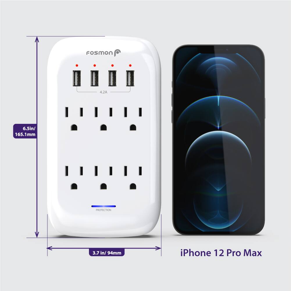 Fosmon 4.2A 6.5in/ 165.1mm PROTECTION 3.7 in/ 94mm iPhone 12 Pro Max