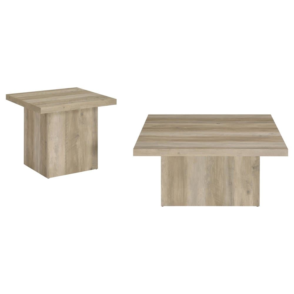 Coaster Co. of America - Devar 2-piece Square Coffee End Table Set - Distressed Pine