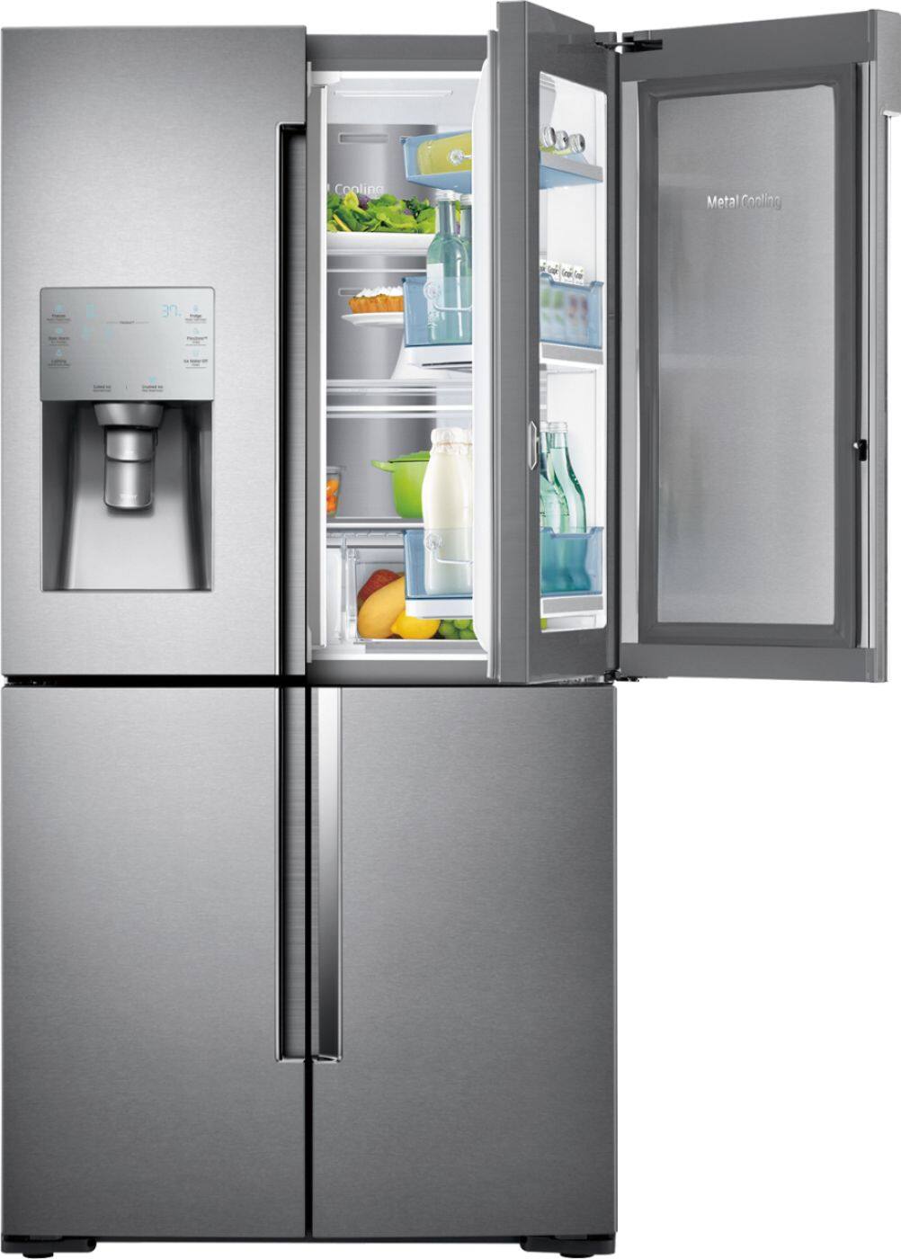Alt View 12. Samsung - 27.8 cu. ft. 4-Door Flex French Door Refrigerator with Food ShowCase - Stainless steel.