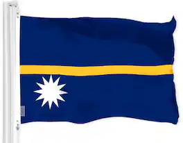 G128 - Nauru Flag 3x5 ft — 150D Polyester, Brass Grommets - Blue, Yellow, White