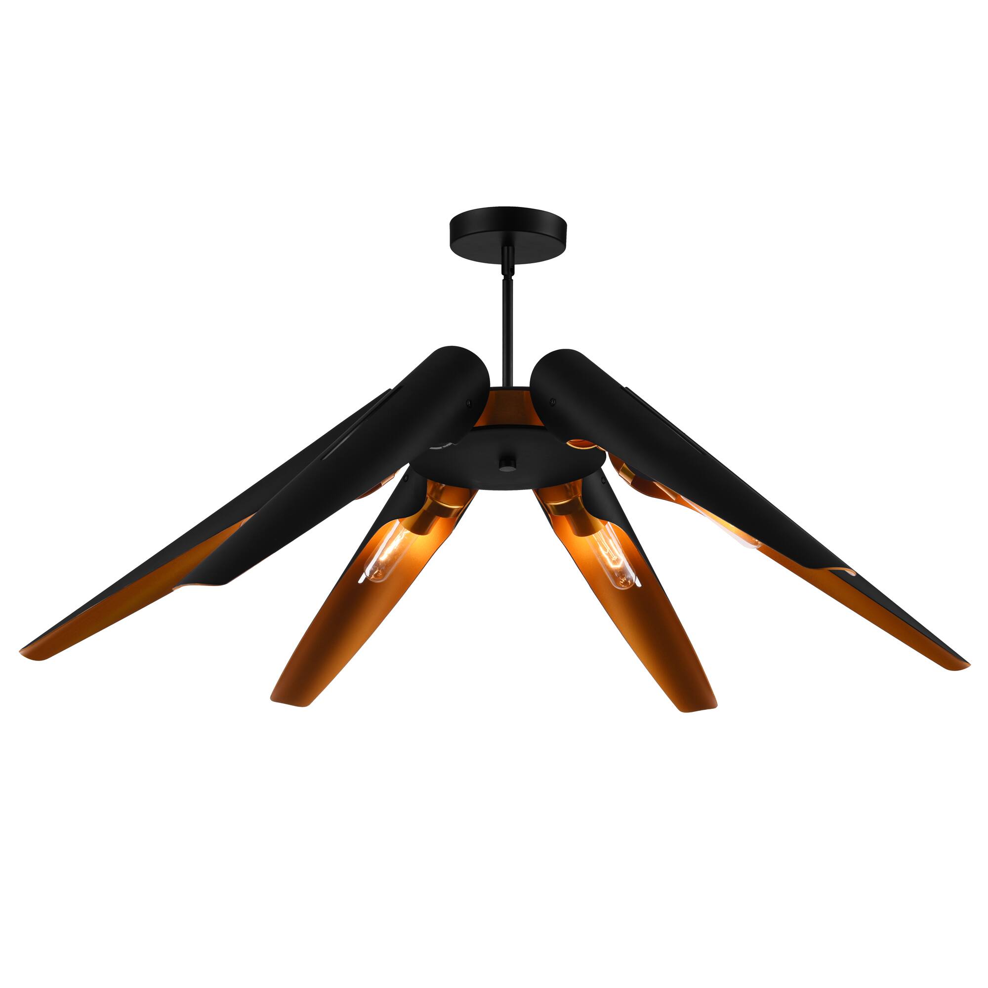 Angle. CWI Lighting - Amar 6 Light Chandelier With Matte Black Finish - Matte Black.