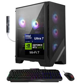 MSI - Codex R2 AI 2nd Desktop PC (Intel Ultra 7-265, 64GB DDR5, 2TB PCIe SSD, Win 11 Pro) w/USB Hub - Black