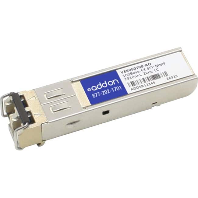 AddOn - Emerson® VE6050T08 Compatible TAA 100Base-FX SFP Transceiver (MMF, 1310nm, 2km, LC, DOM, -40 to 85C) - For - Black