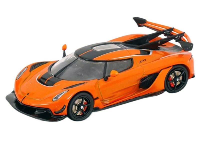 Alt View 1. Solido - Koenigsegg Jesko Attack Tang Orange Metallic with Black Stripes 1/43 Diecast Model Car by Solido.