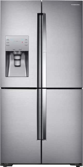 Samsung 22 1 Cu Ft 4 Door Flex French Door Counter Depth Fingerprint Resistant Refrigerator With Food Showcase Stainless Steel Rf22k9381sr Best Buy