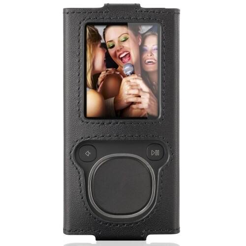 Front Standard. Belkin - F8M077 Leather Sleeve for Zune 4GB/8GB/16GB - Black.