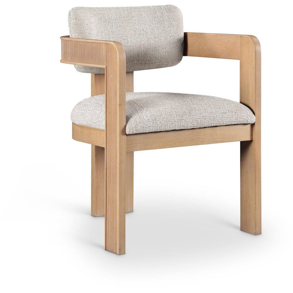 Alt View 1. Meridian Furniture - Sacha Beige Linen Textured Fabric Upholstered Dining Chair, Set of 2 - Brown.