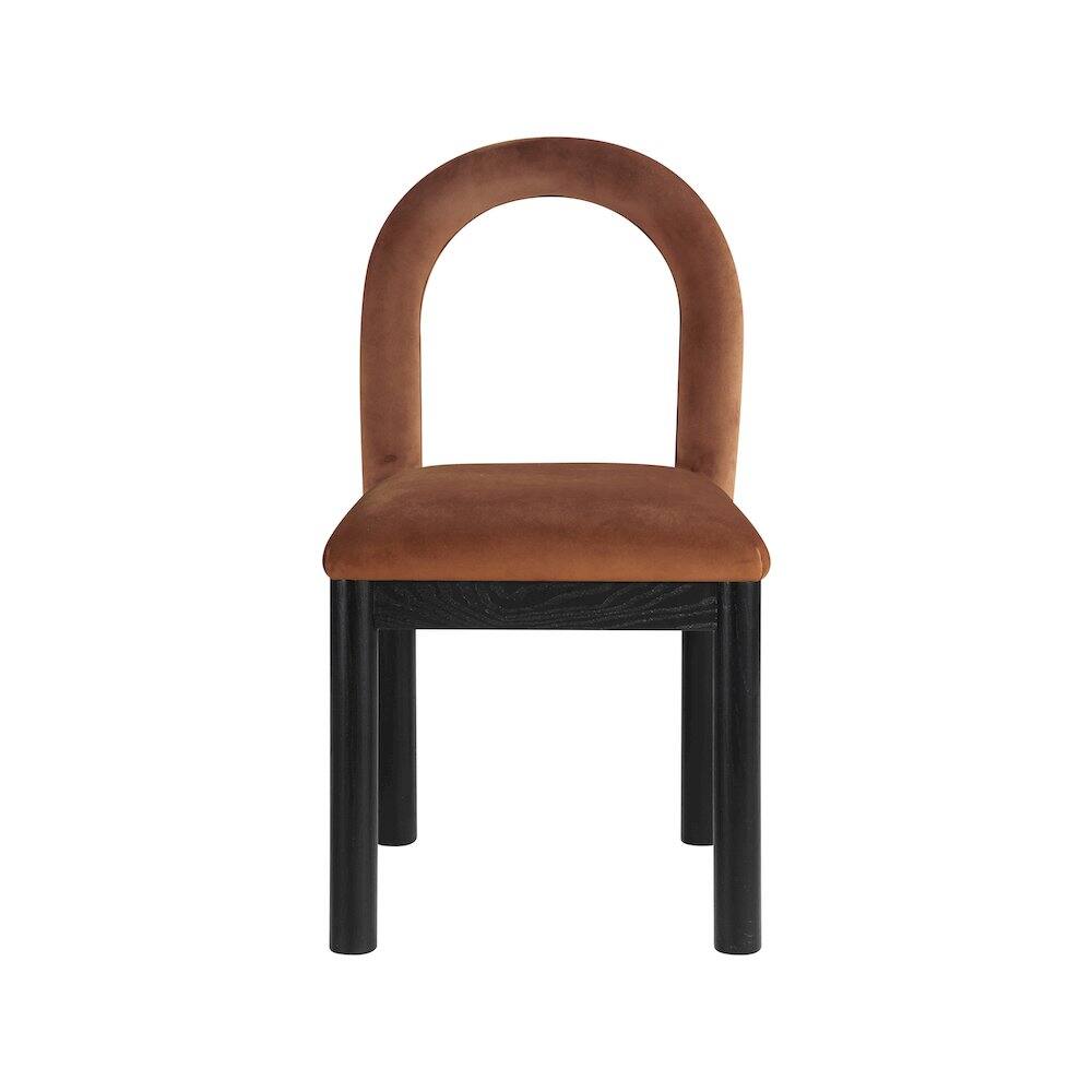 Alt View 2. Meridian Furniture - Conrad Cognac Velvet Dining Chair - Brown.