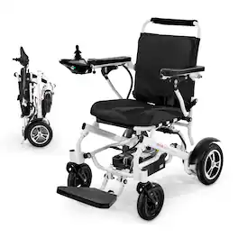 VEVOR - Electric Wheelchair for Adults, 300lbs Capacity, Foldable & Lightweight Motorized Wheelchair, 13-Mile Long Travel Range - White